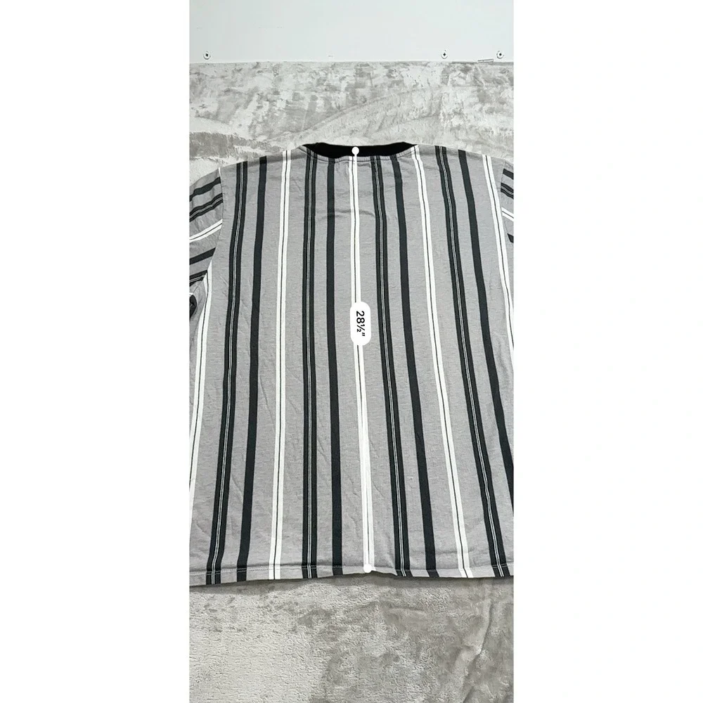 Guess Originals Striped Shirt Mens Size Large Gray Black White Short Sleeve - Picture 7 of 7